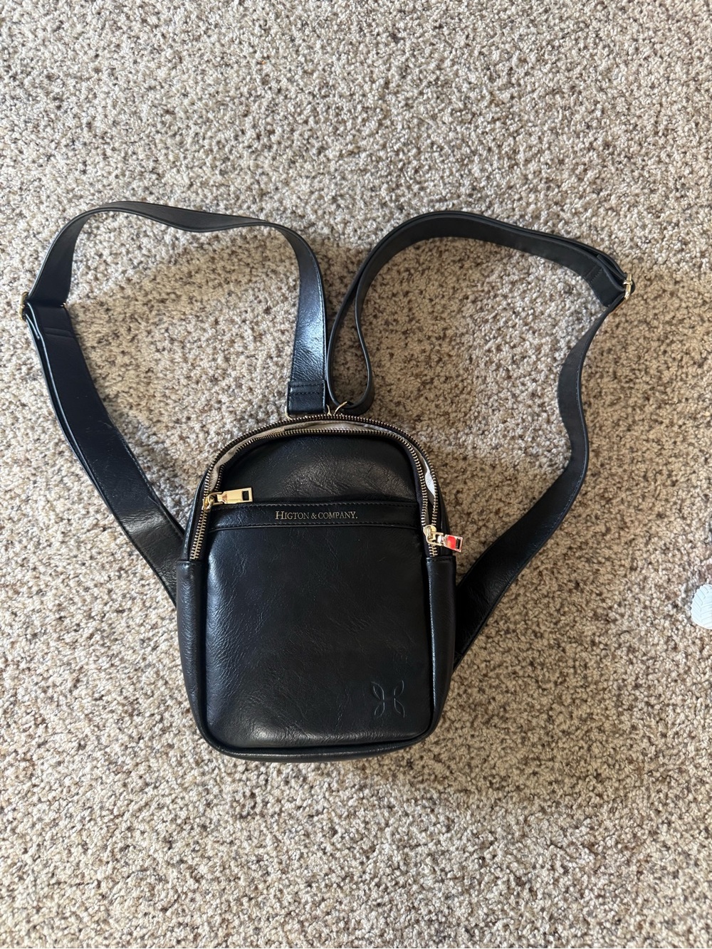 Black Leather Mini Backpack Crossbody